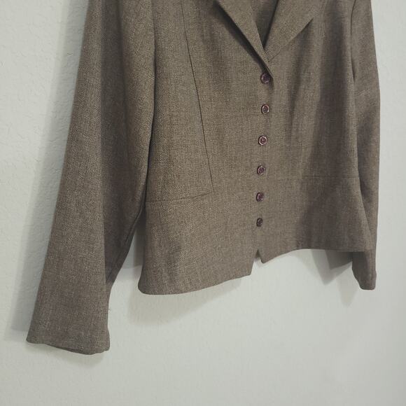 Vintage Cropped Blazer Womens 12 Petite Dorby Brown 80s 90s Preppy Acade… - Picture 9 of 11